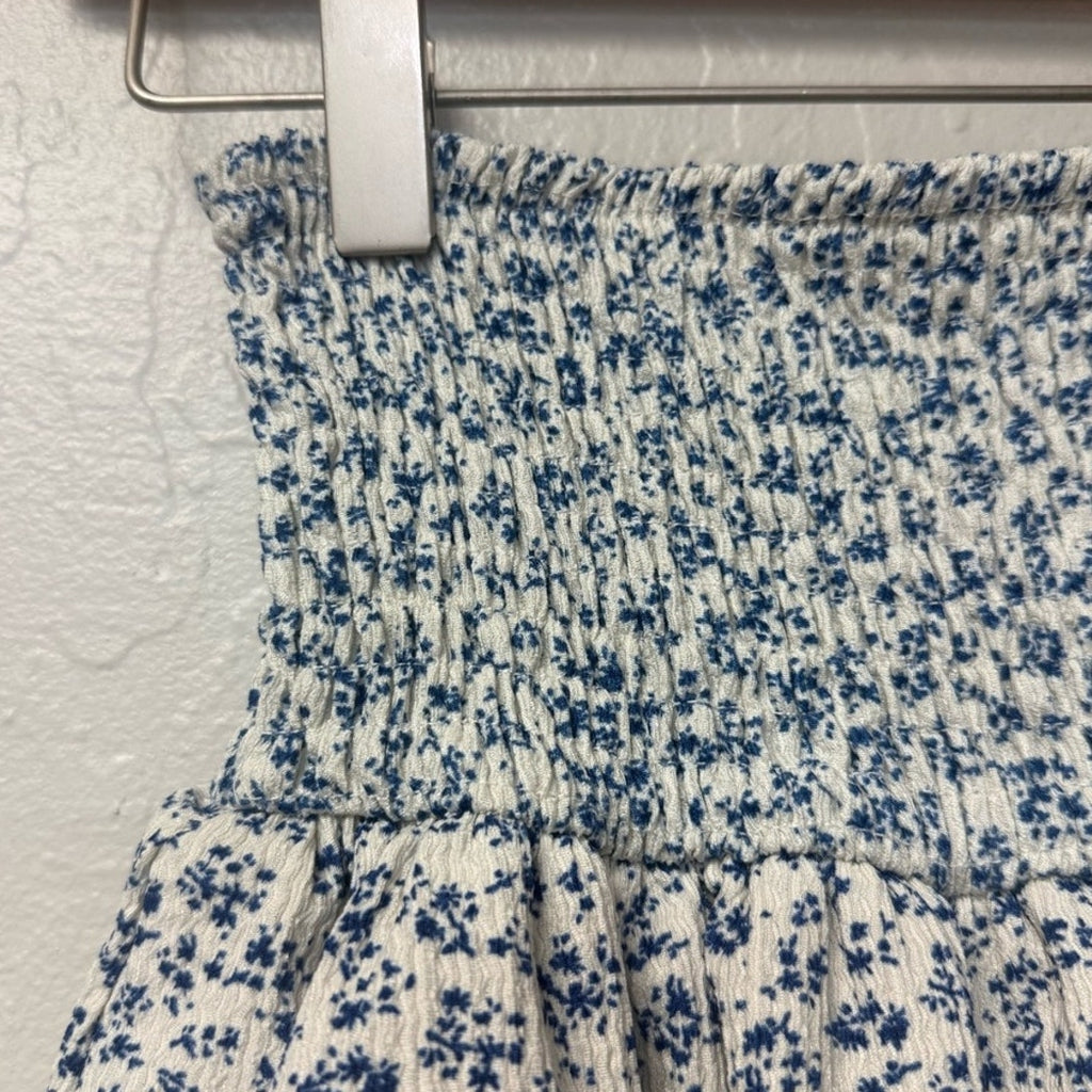 zara girls' cream blue floral skirt 8Y