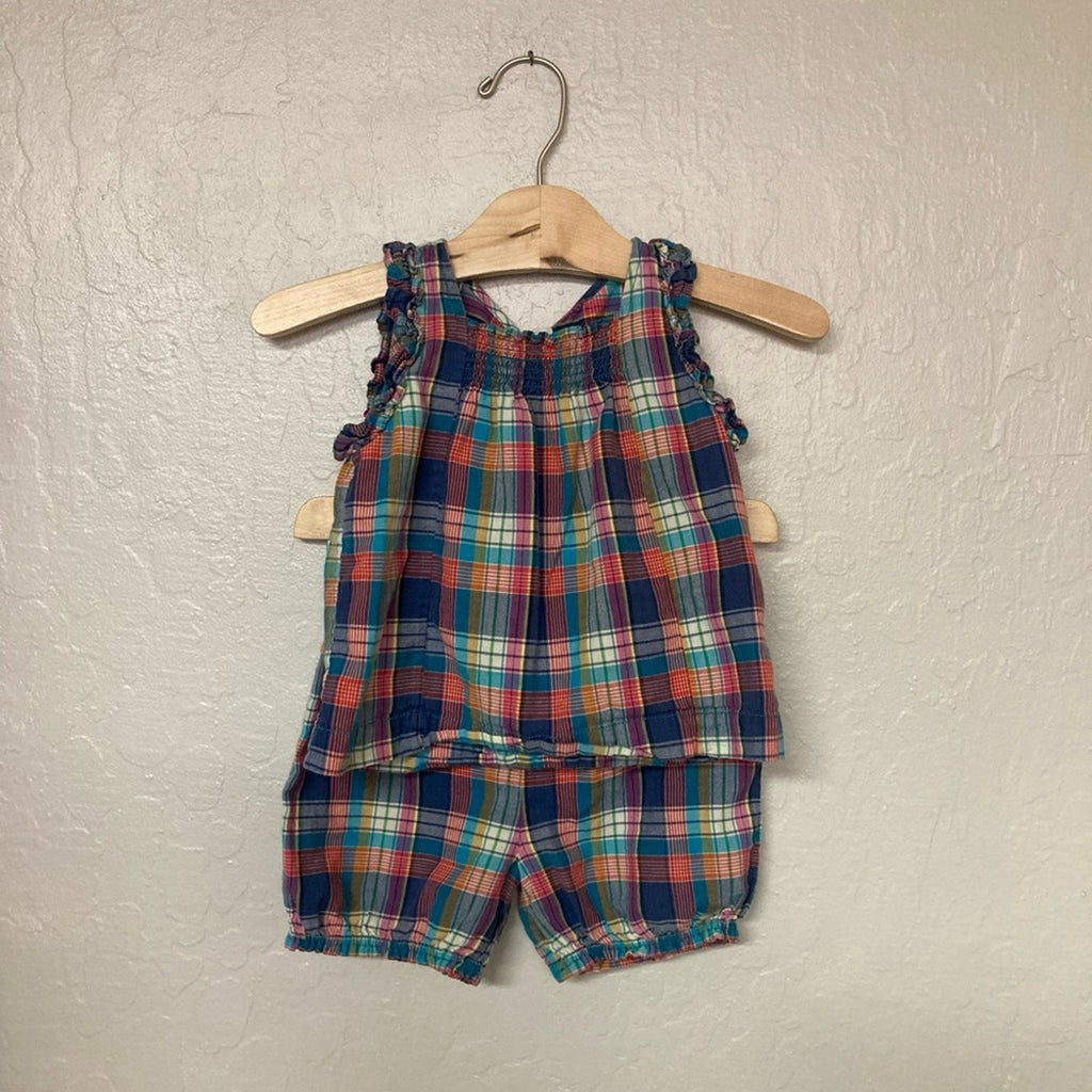 peek little peanut girls' plaid set 12-18M