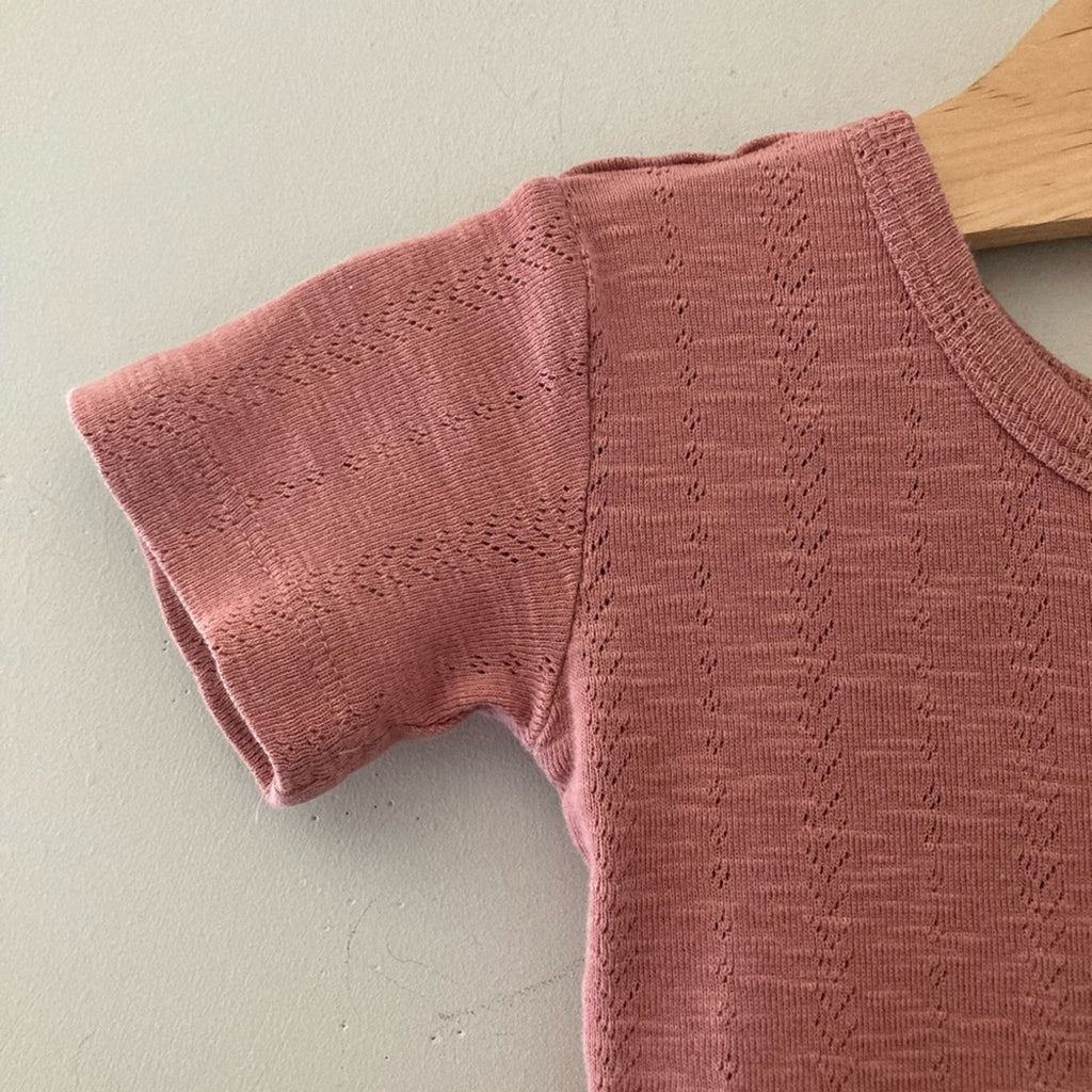 kate quinn pink pointelle romper 6-12M