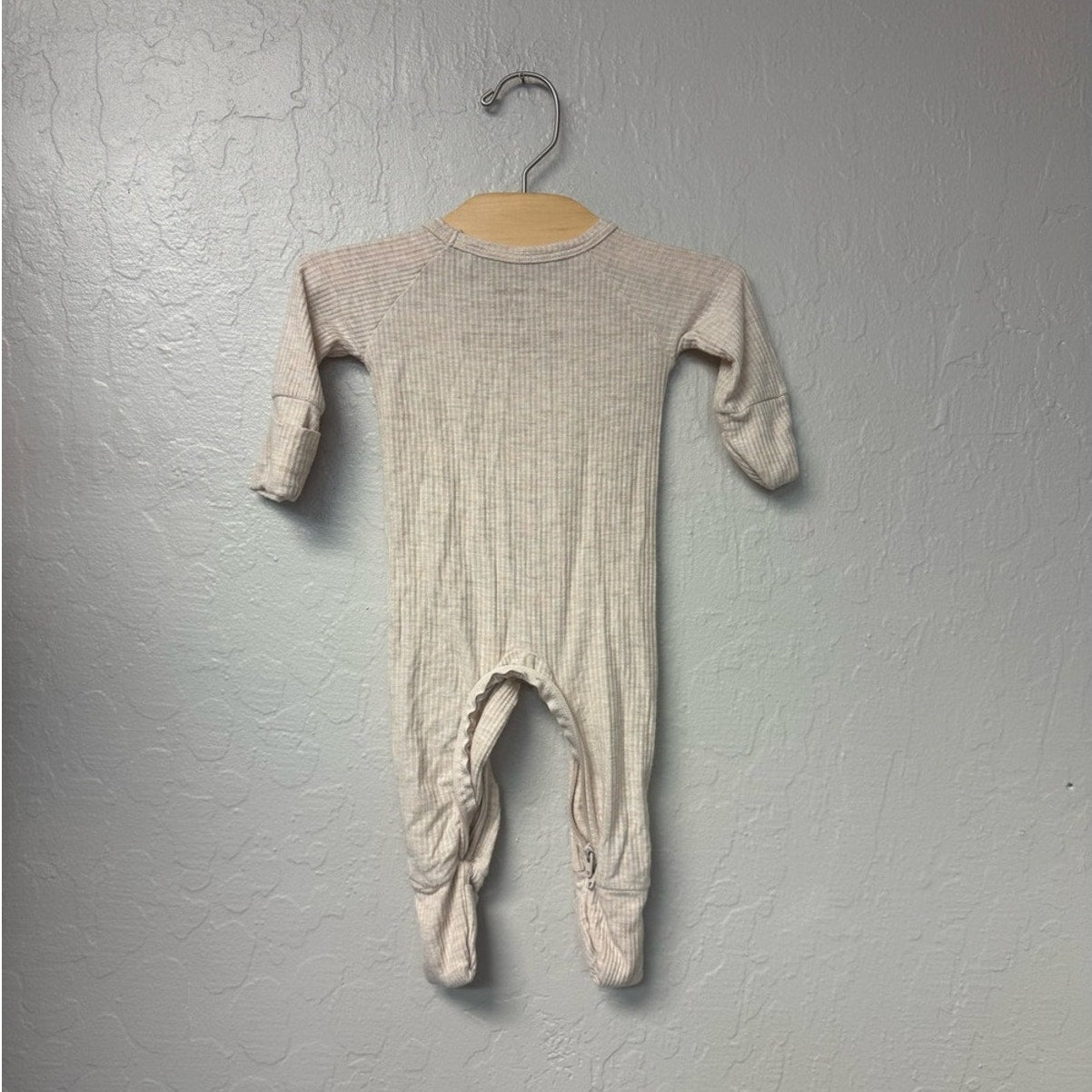 little sleepies beige ribbed romper newborn
