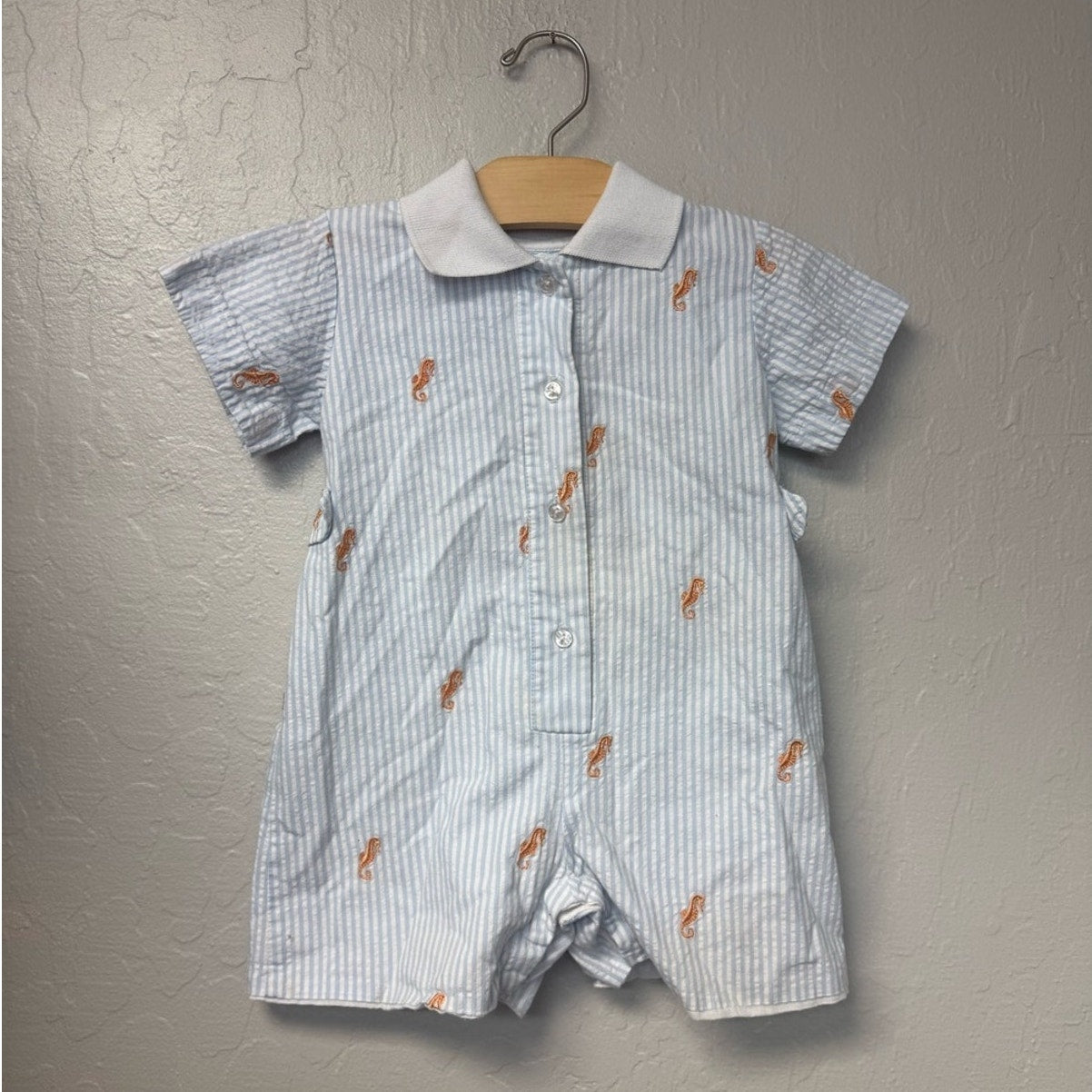 vintage embroidered white stripe shortie 12M