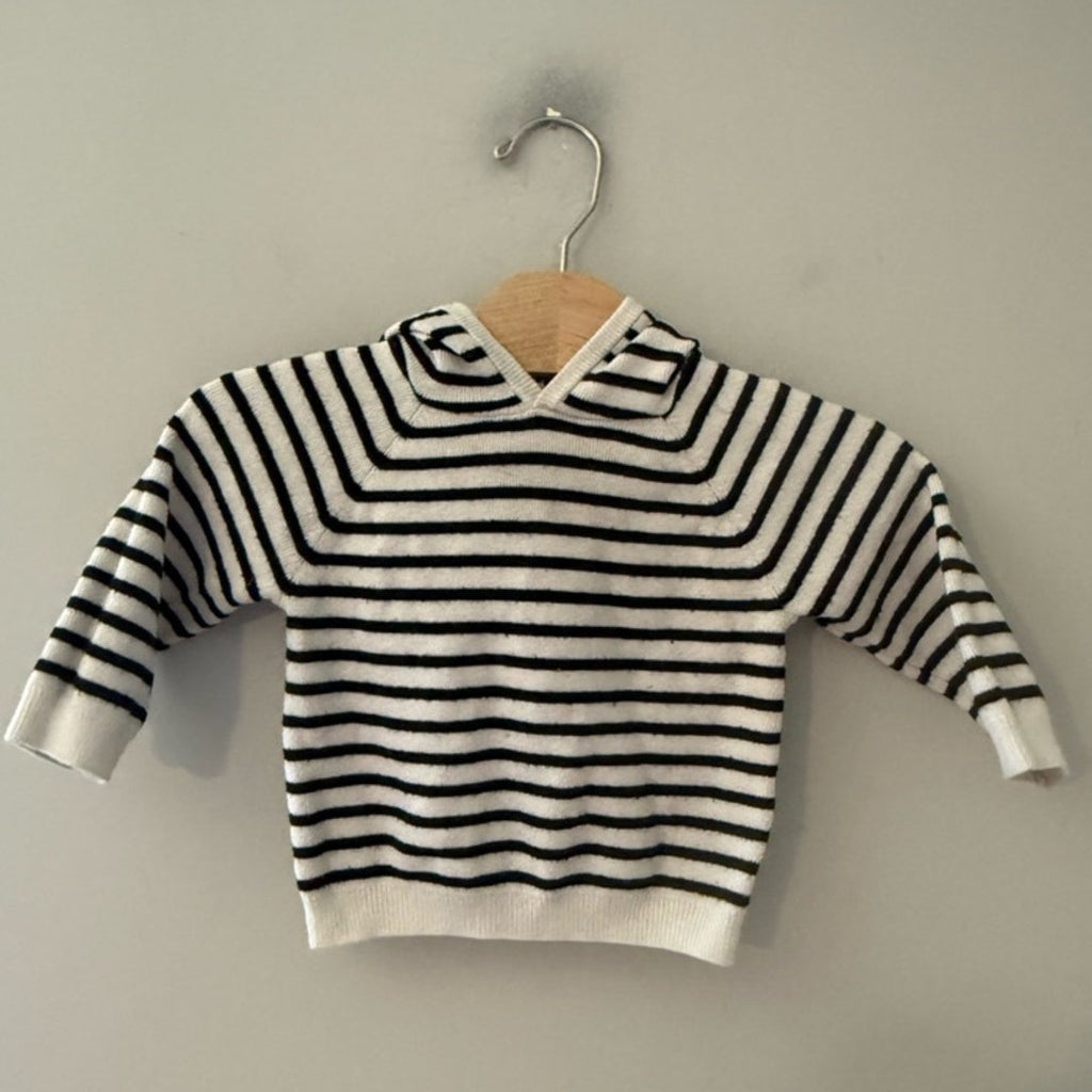 zara black white striped sweater 9-12M