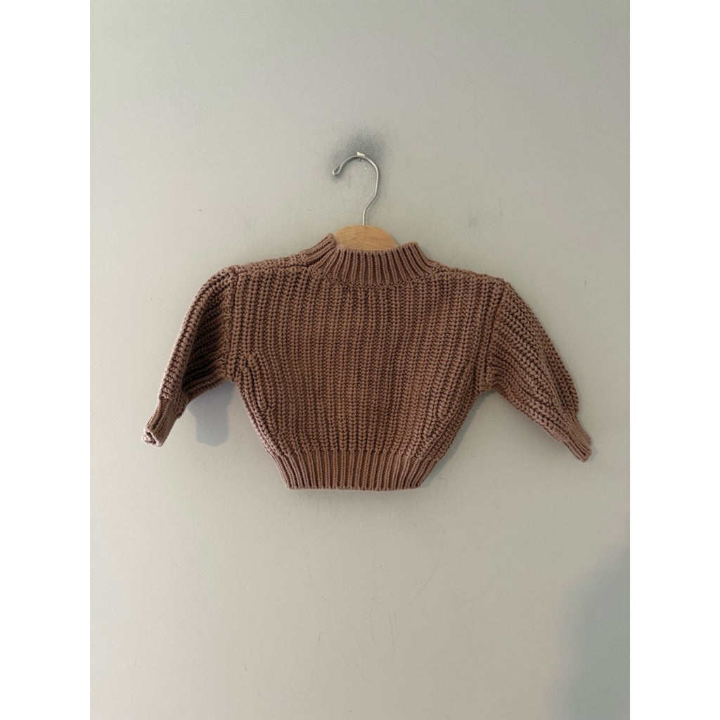 quincy mae chunky brown sweater 3-6M