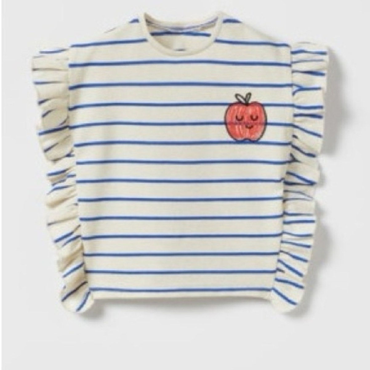 zara girls' blue and cream stripe top 5-6Y