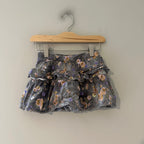 zara blue gray smocked floral skirt 6Y