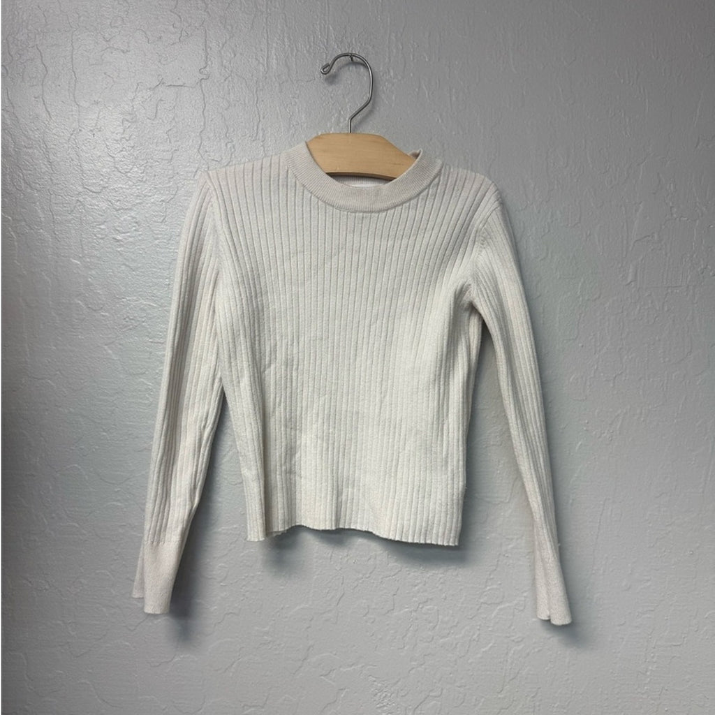 zara cream long sleeve ribbed knit top 9-10Y