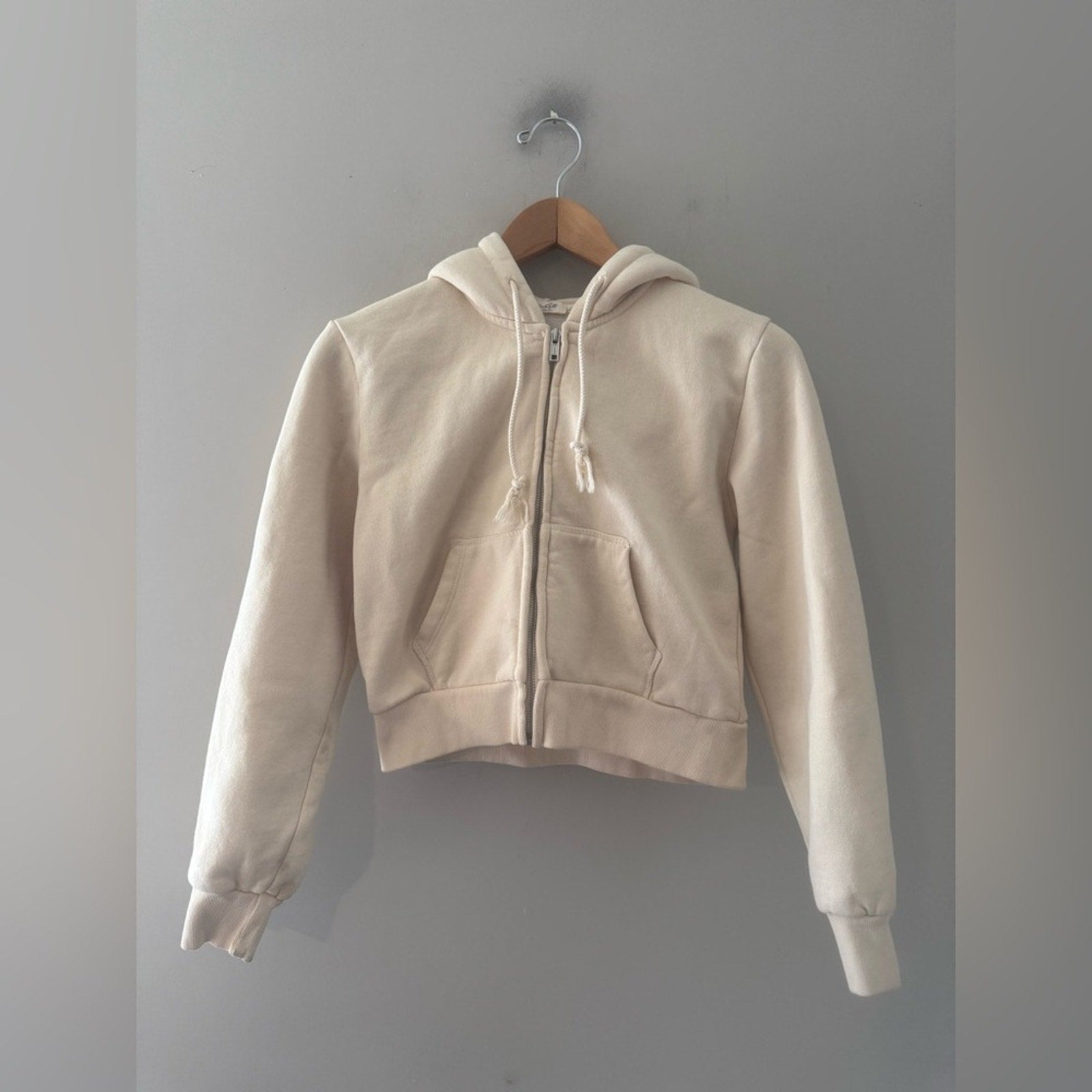brandy melville cream hoodie zip-up