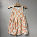 hanna andersson peach white checked dress 4Y