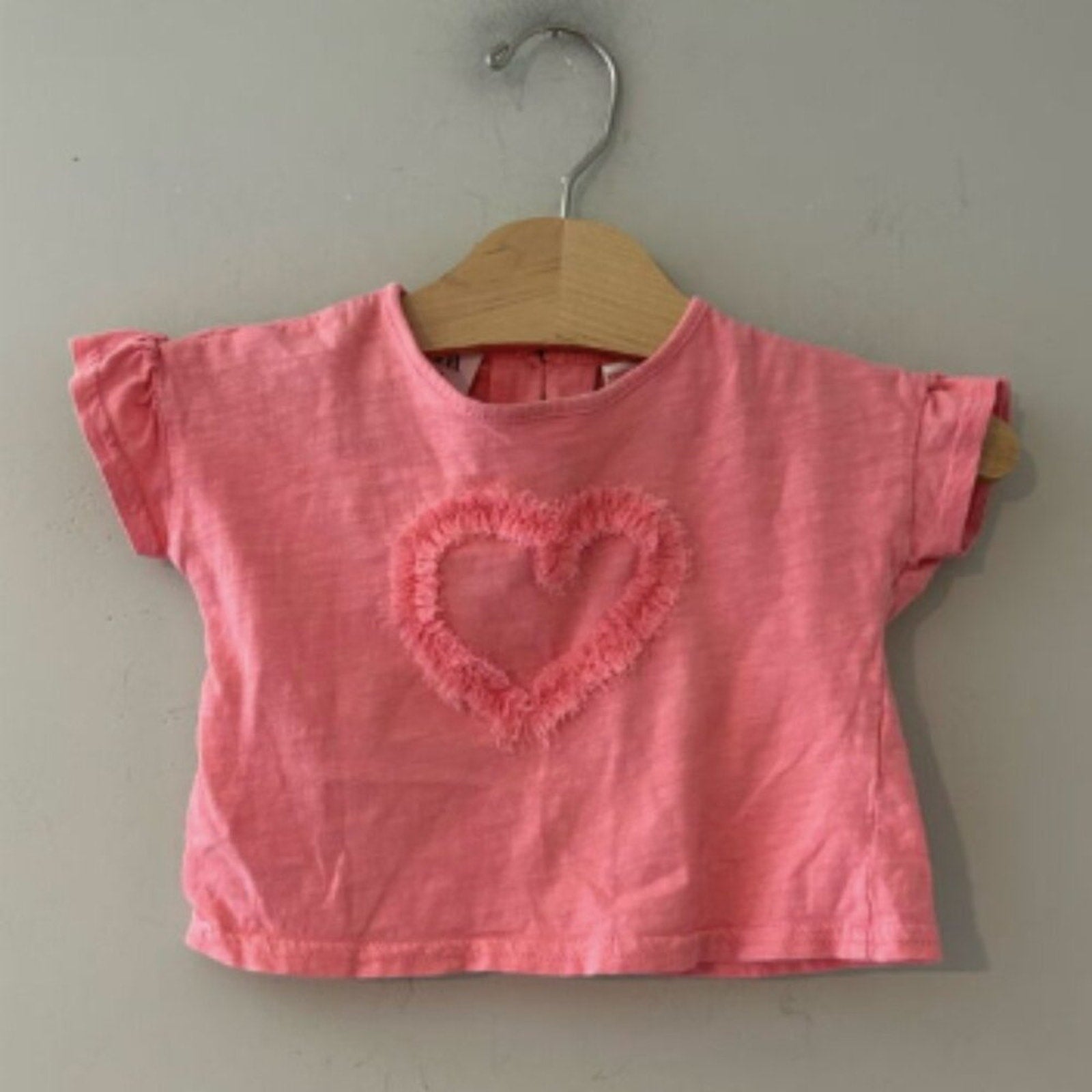 zara girls' pink heart tee 3-6M