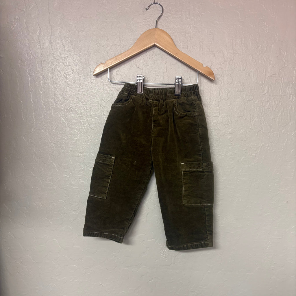 zara boys’ green velour cargo pants 1.5Y