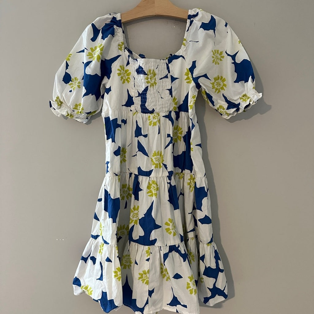 zara blue tiered floral dress 10Y