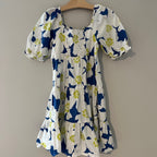 zara blue tiered floral dress 10Y