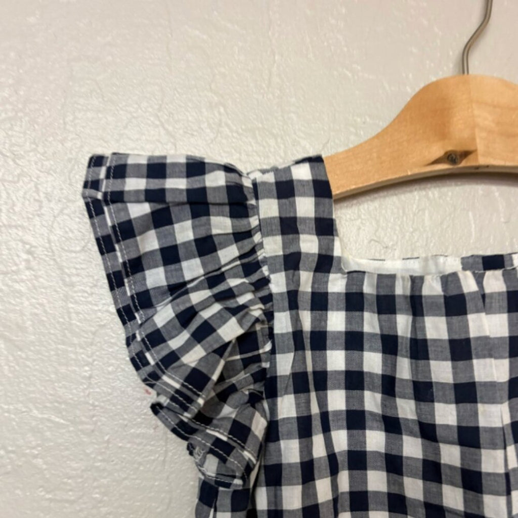janie and jack navy white gingham top 6Y