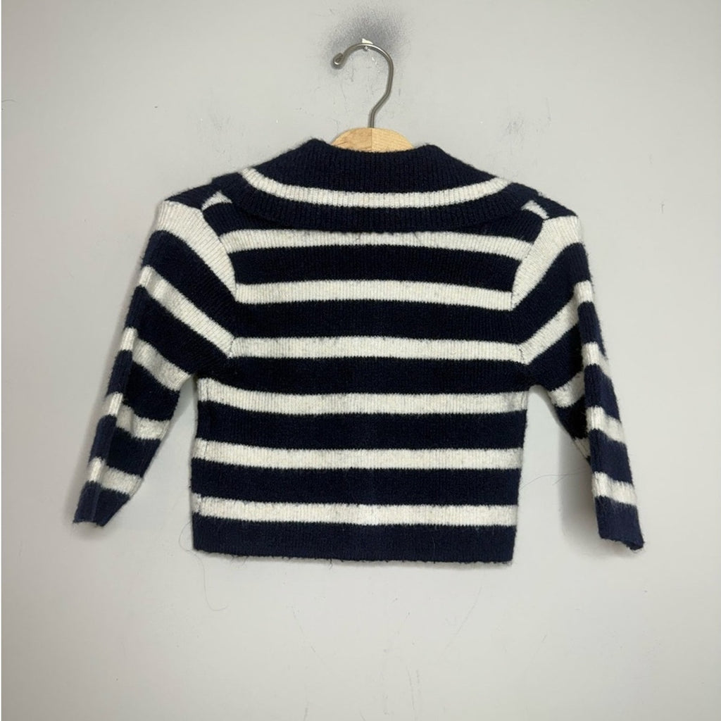 zara navy blue cream collared cardigan 12-18M