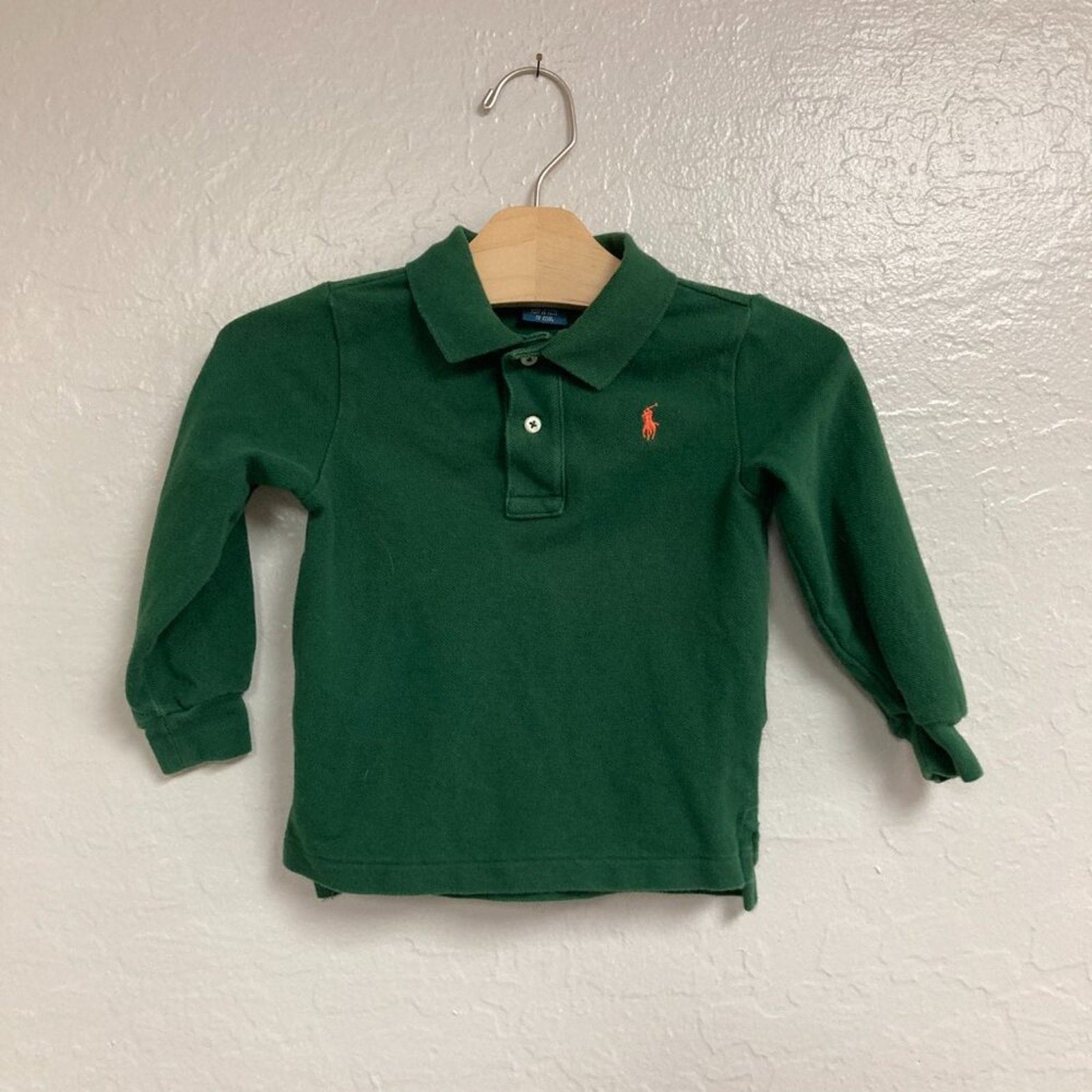 polo ralph lauren green long-sleeve polo tee top 24M