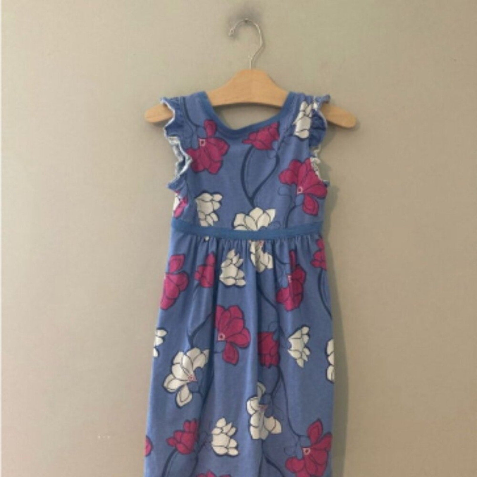tea collection girls' blue tropical dress 8Y