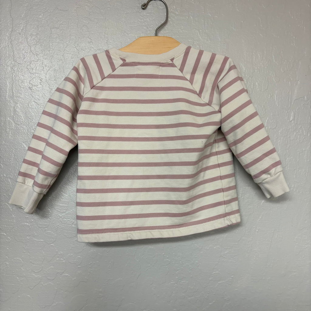 little prince and sister cream and purple striped girls pullover 5Y