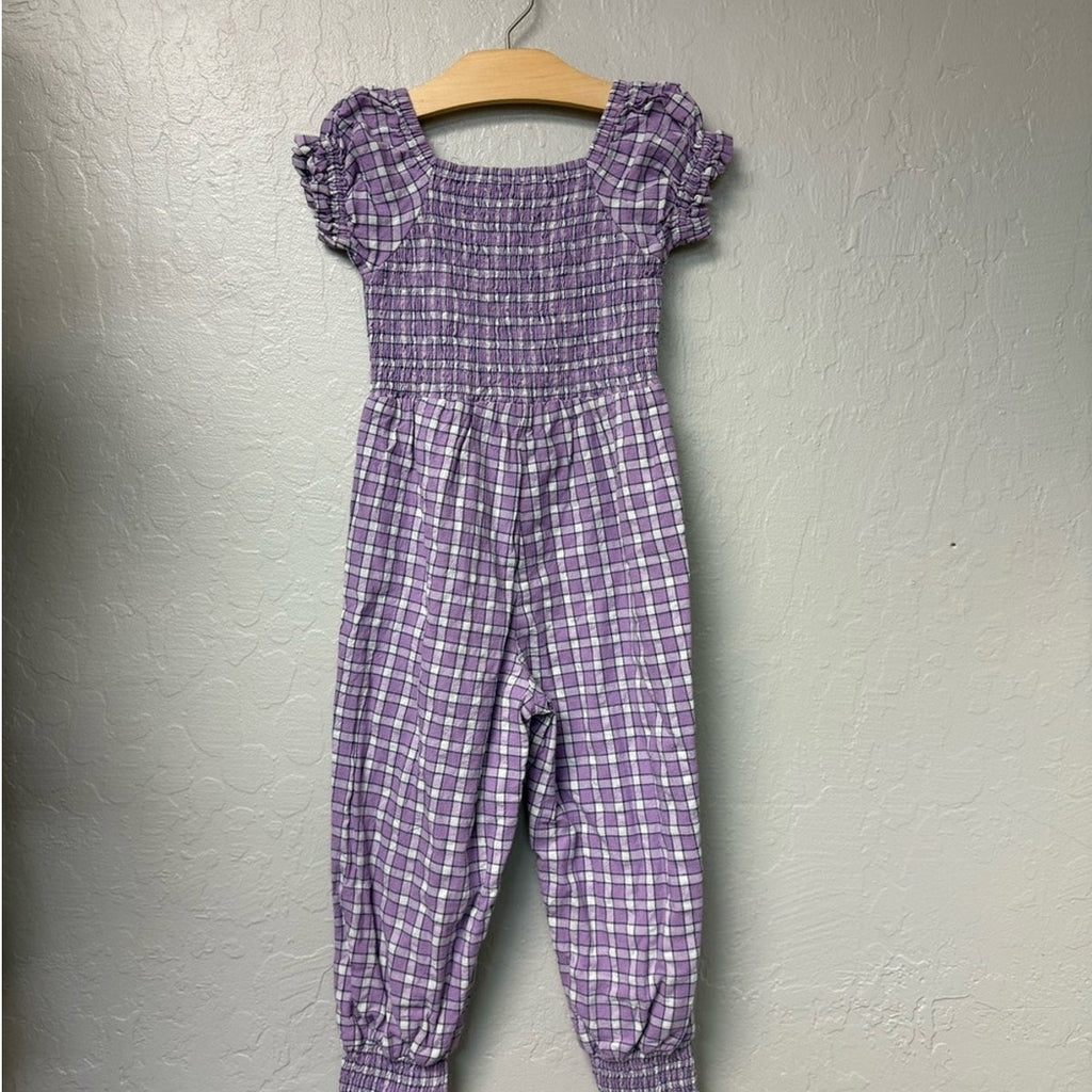 sweet honey purple plaid jumpsuit 5Y