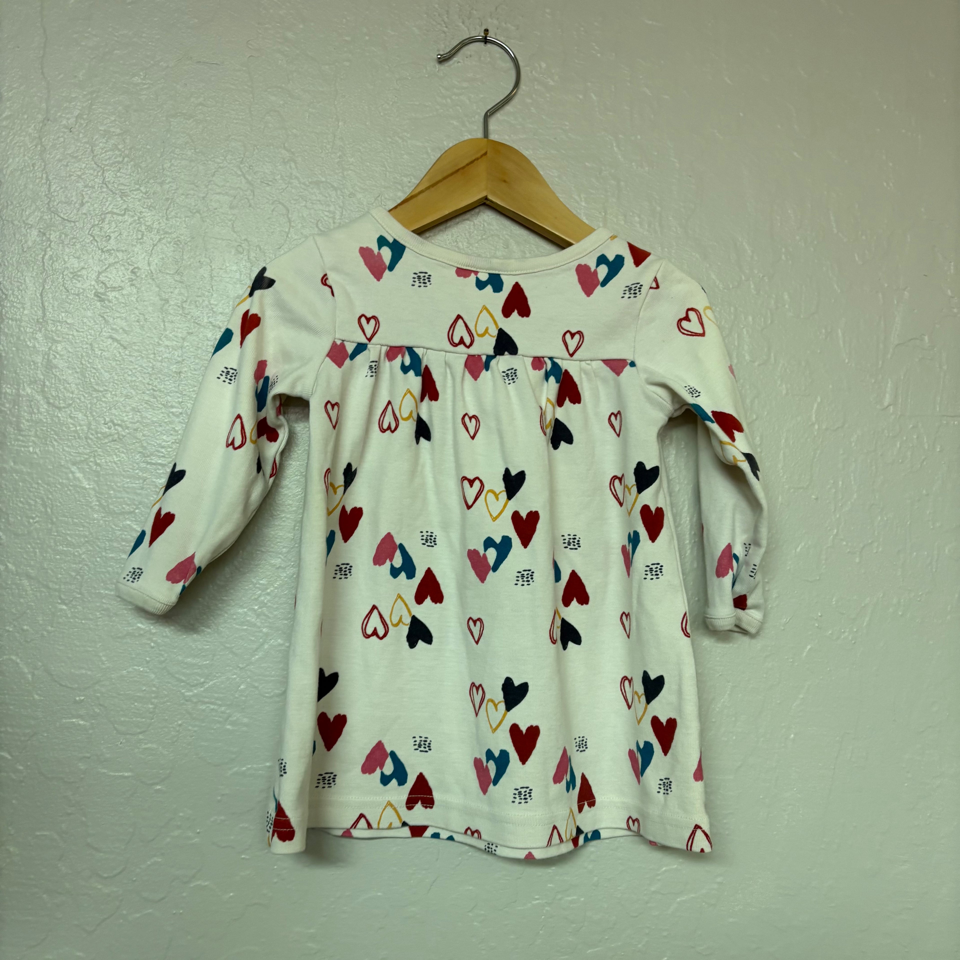 hanna andersson cream dress hearts 18-24M