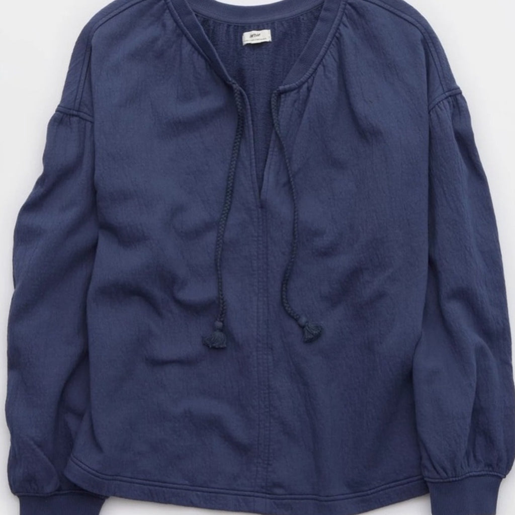 aerie blue tie sweatshirt MEDIUM