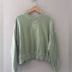 aerie green sweatshirt double v SMALL