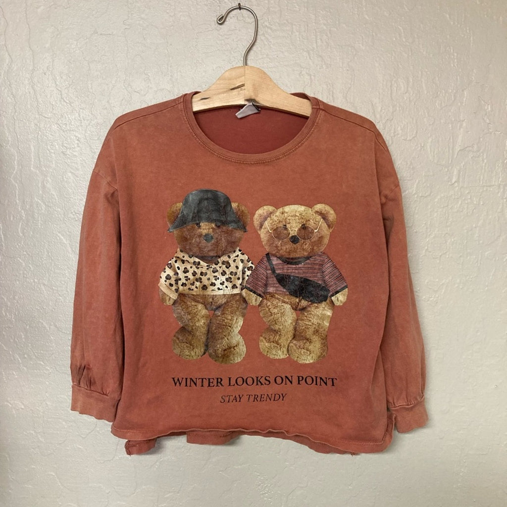 zara girls' long sleeve teddy bear 8Y
