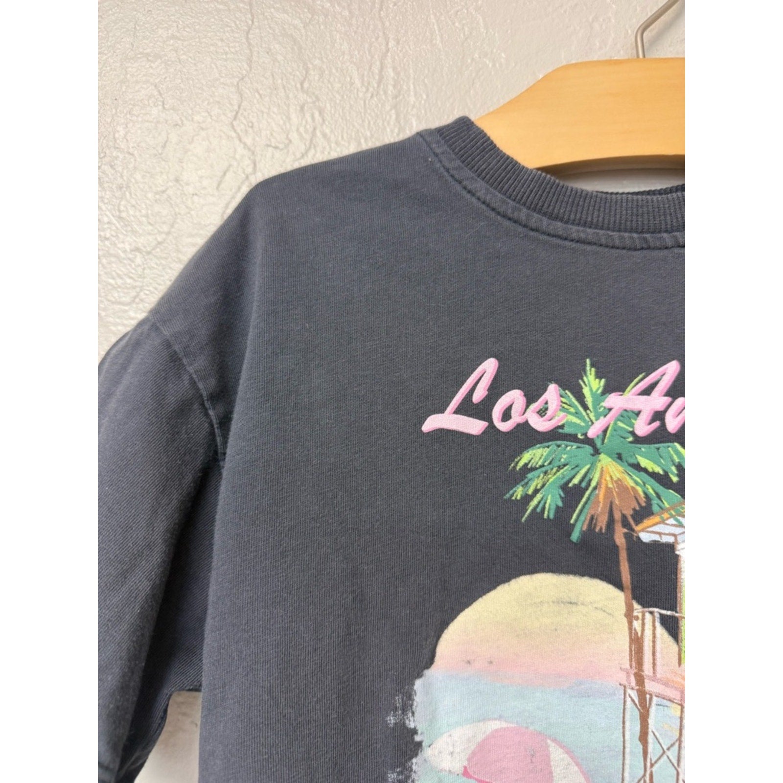 zara girls' black los angeles tee 5-6Y
