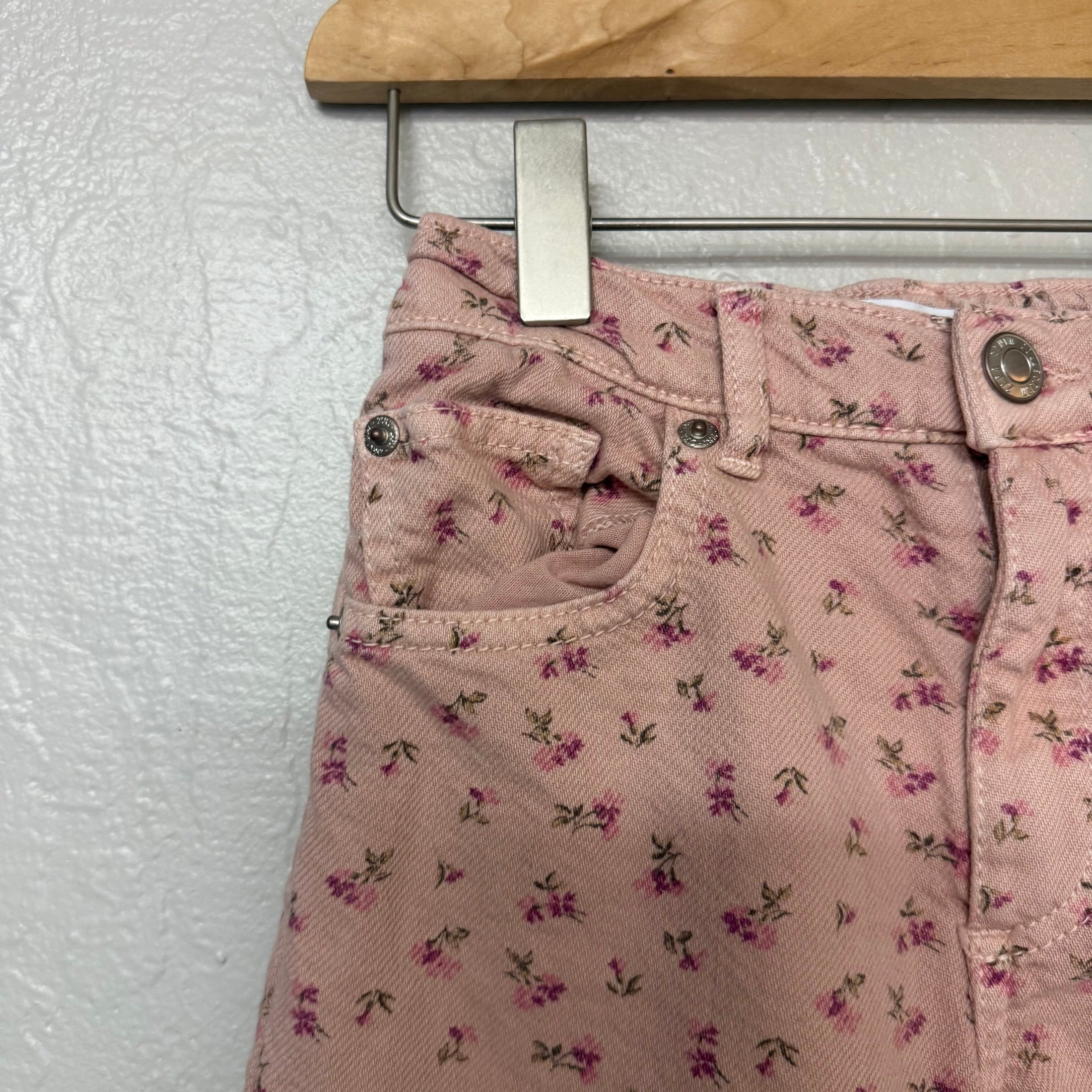 zara girls' pink floral jeans 8Y