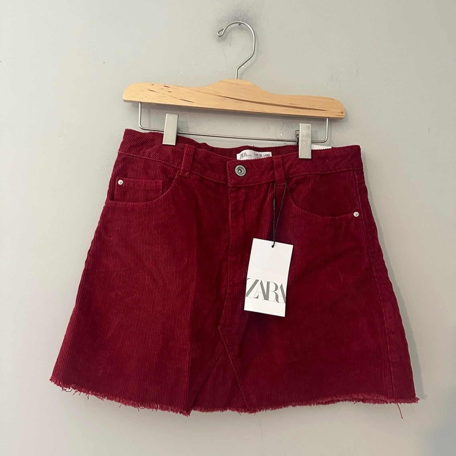 zara girls' red corduroy skirt NWT 11-12Y