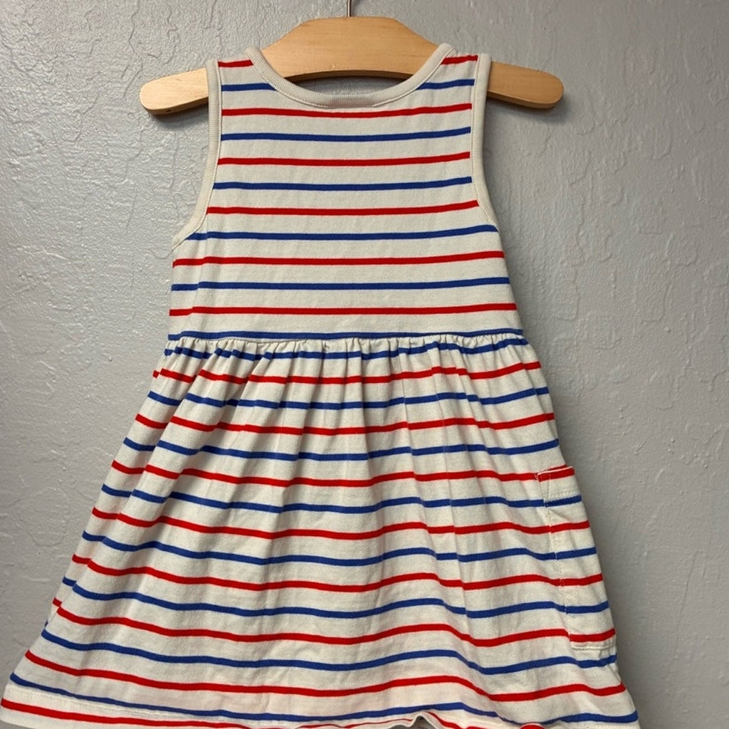 hanna andersson girls' sleeveless stripe tee 4Y