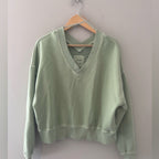 aerie green sweatshirt double v SMALL