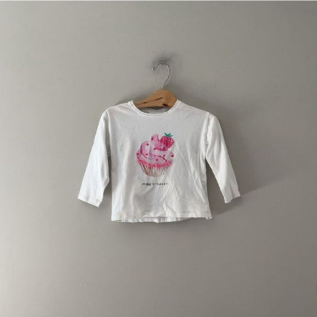 zara girls' white ice cream tee 3-4Y