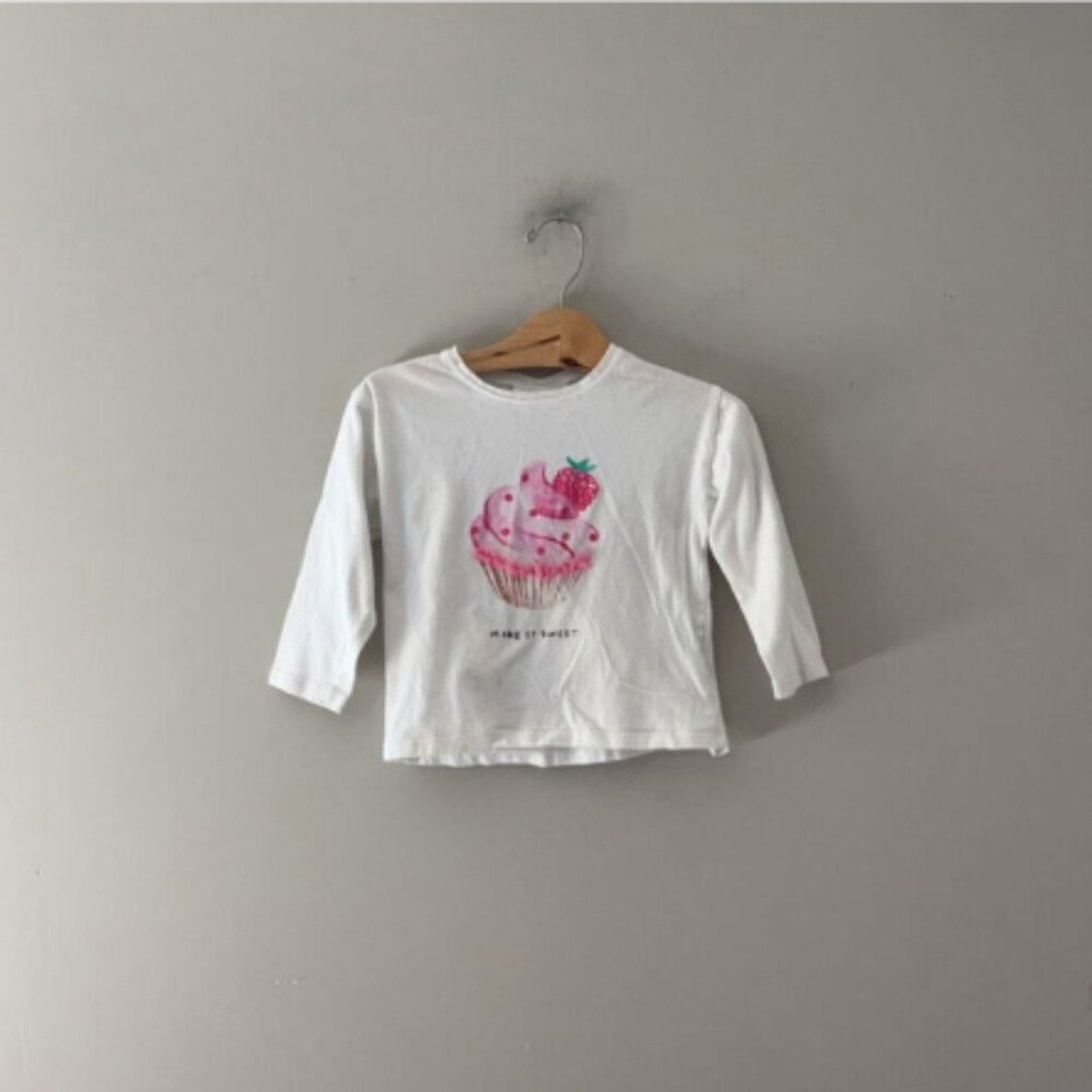 zara girls' white ice cream tee 3-4Y