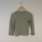 h&m ribbed green henley top 3T