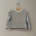 zara cream black stripe long-sleeve tee 6-7Y