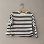 zara cream black stripe long-sleeve tee 6-7Y