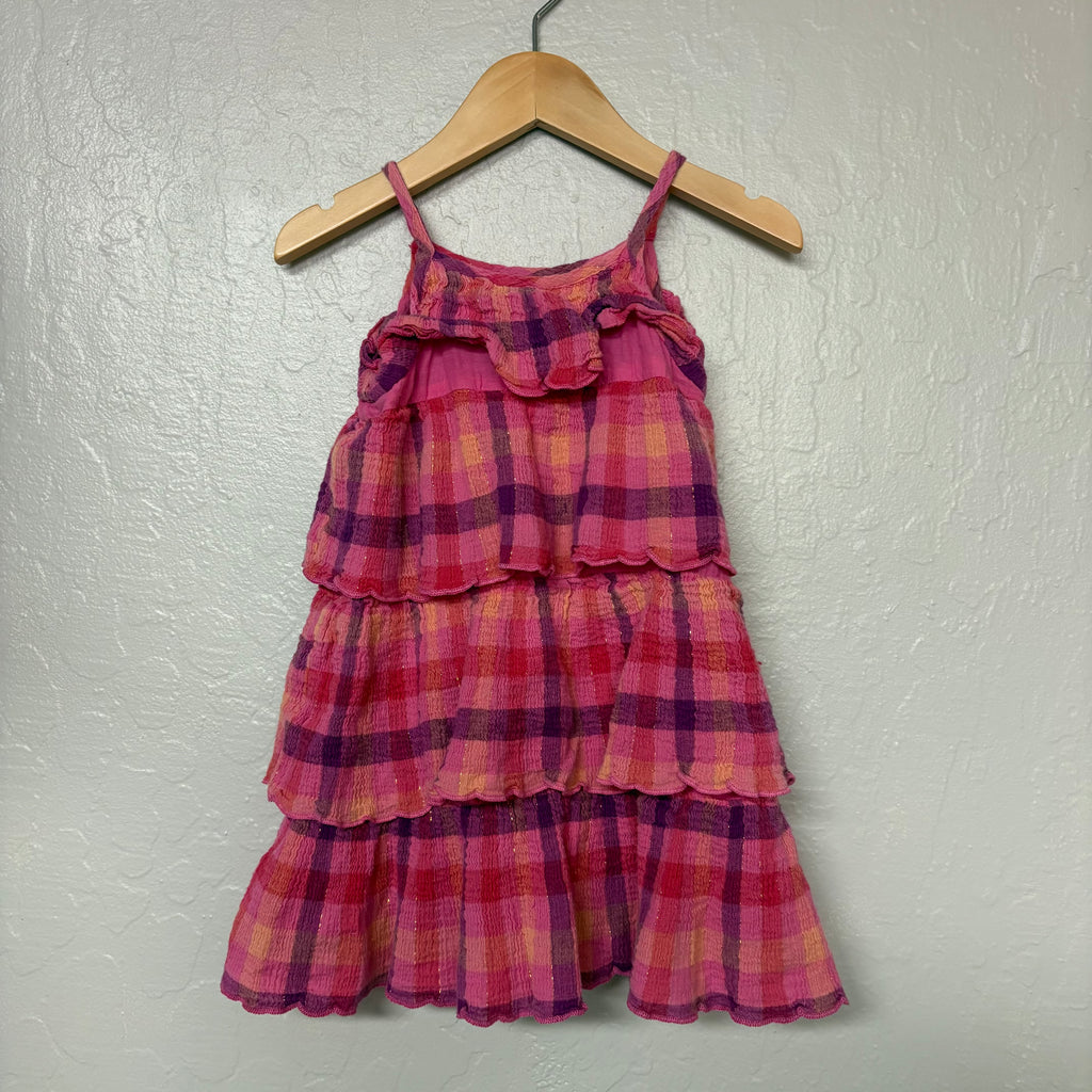 peek little peanut girls pink plaid dress 18-24M