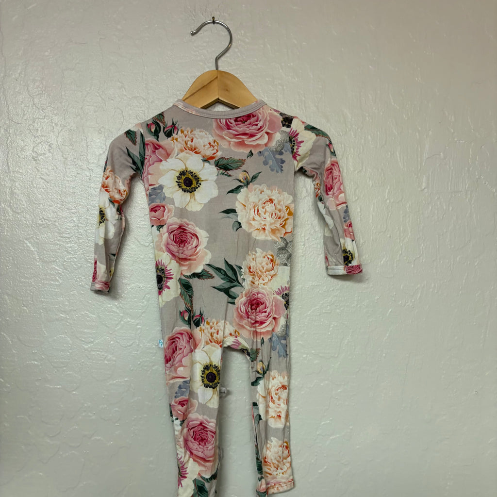 posh peanut girls’ bamboo ruffle romper floral print 3-6M