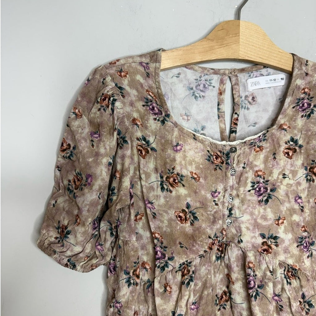 zara girls' mini floral dress 11-12Y