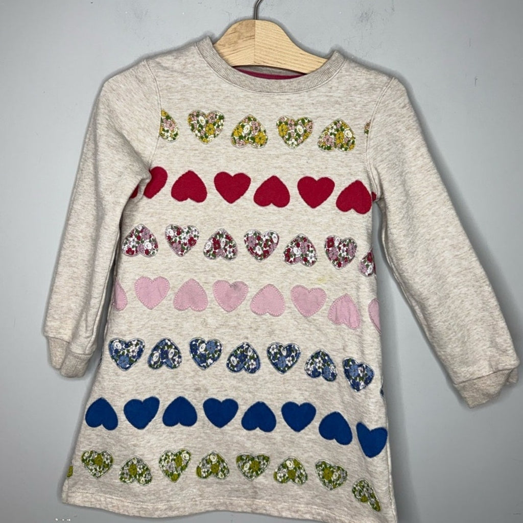 girls mini boden 5-6 patchwork hearts dress