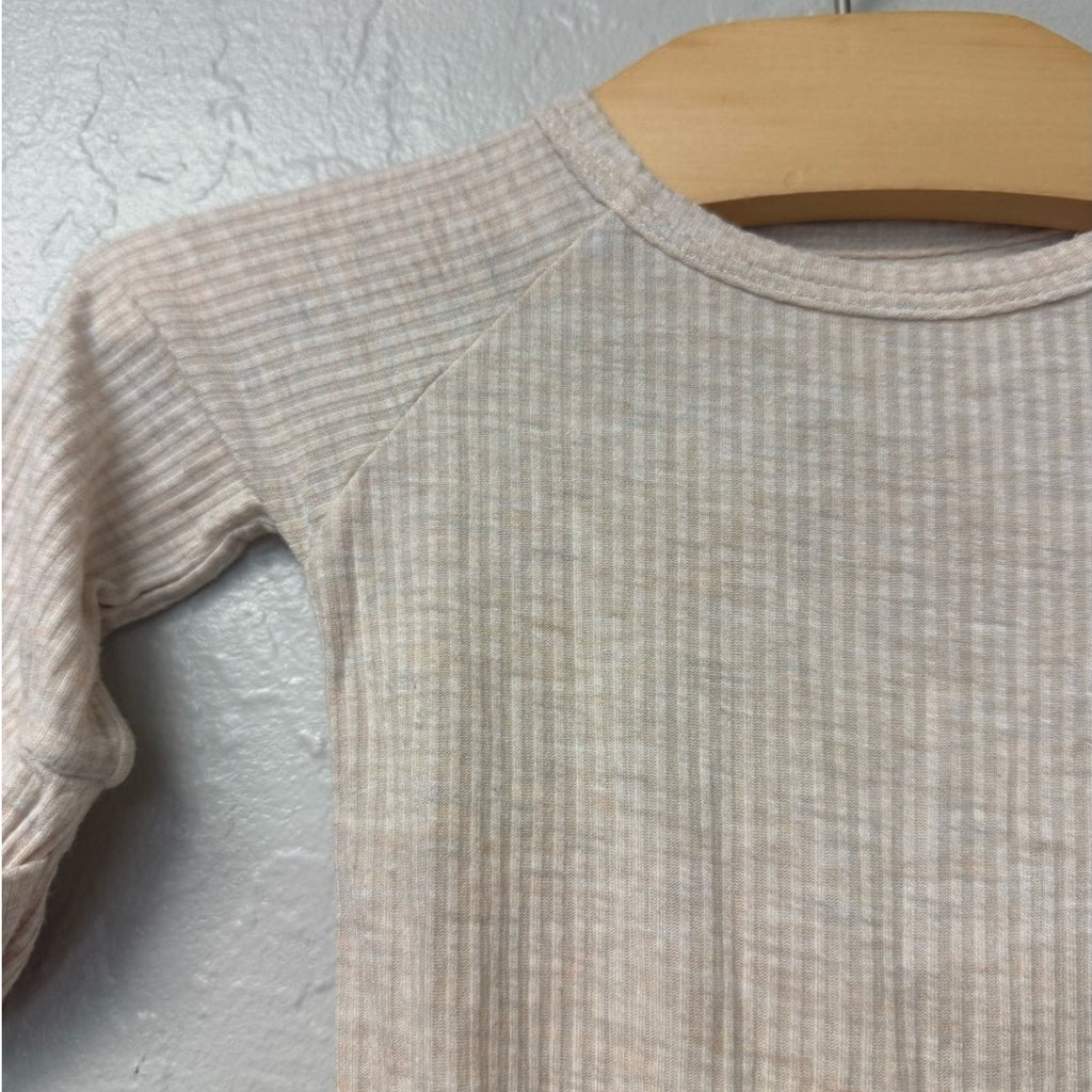little sleepies beige ribbed romper newborn