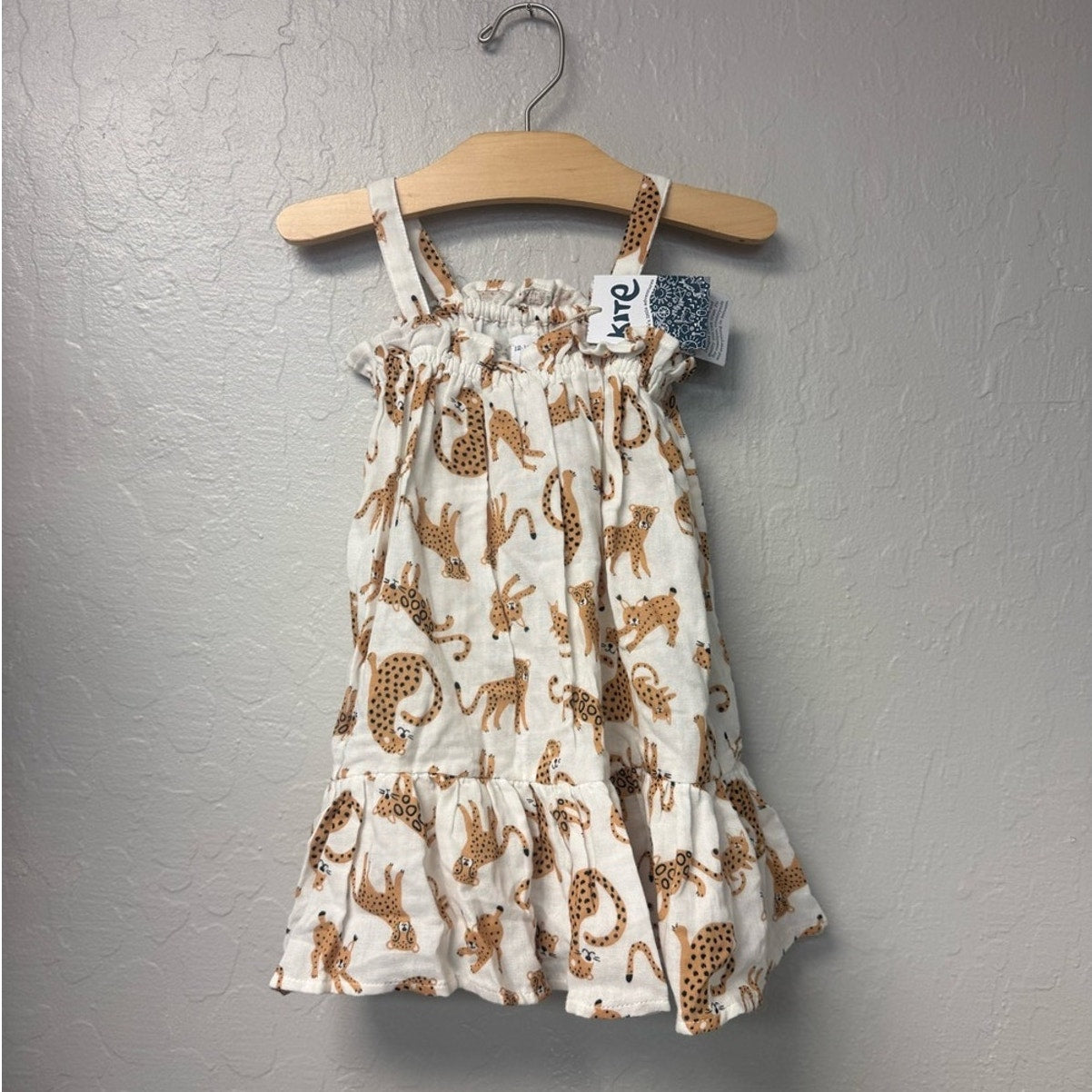 kite organic cotton cheetah slip dress 12-18M