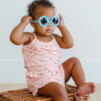 bird & bean purple rollerskate romper 4Y