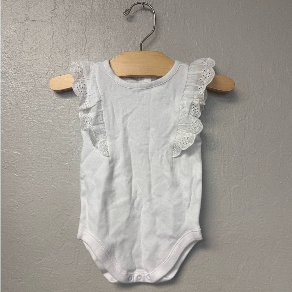 janie and jack white bodysuit eyelet ruffle 3-6M