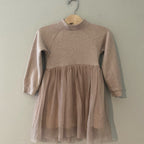 zara girls' pink ribbed tulle dress 4Y