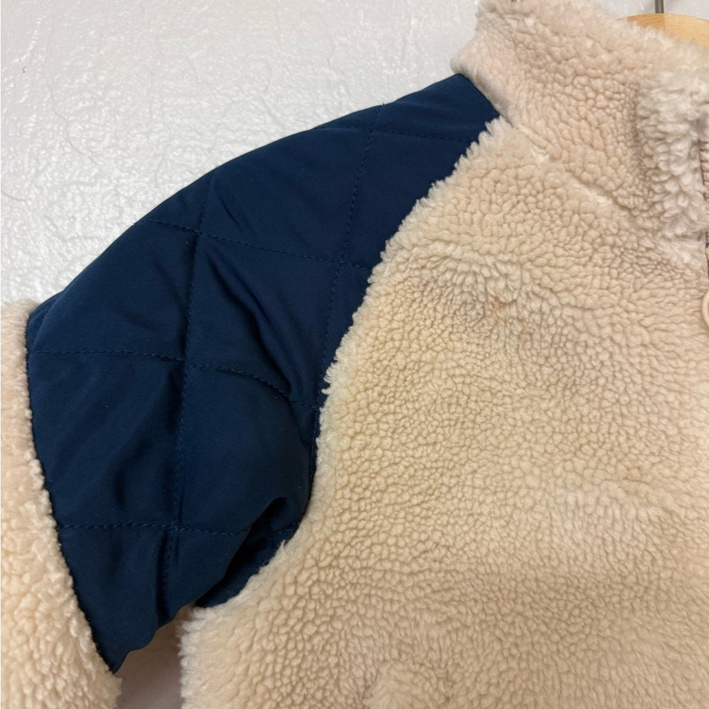 zara boys' cream navy fleece jacket 18-24M