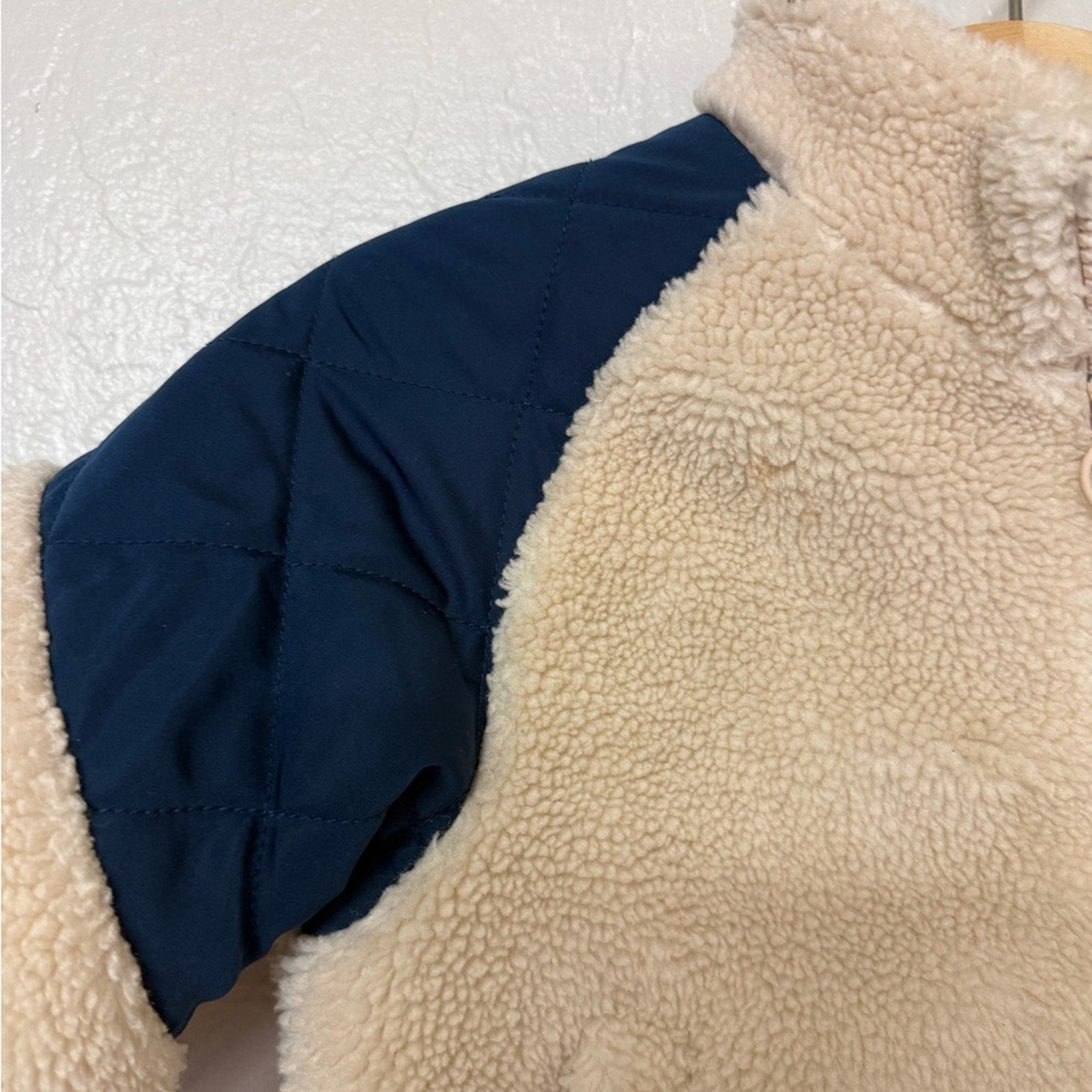 zara boys' cream navy fleece jacket 18-24M
