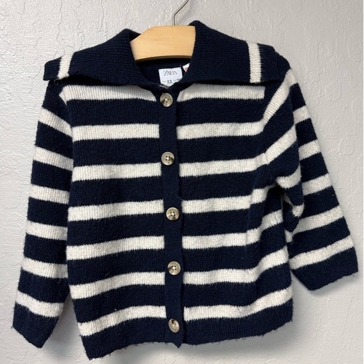 zara girls' striped cardigan 3-4Y