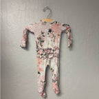 posh peanut bamboo pink floral footie 0-3M
