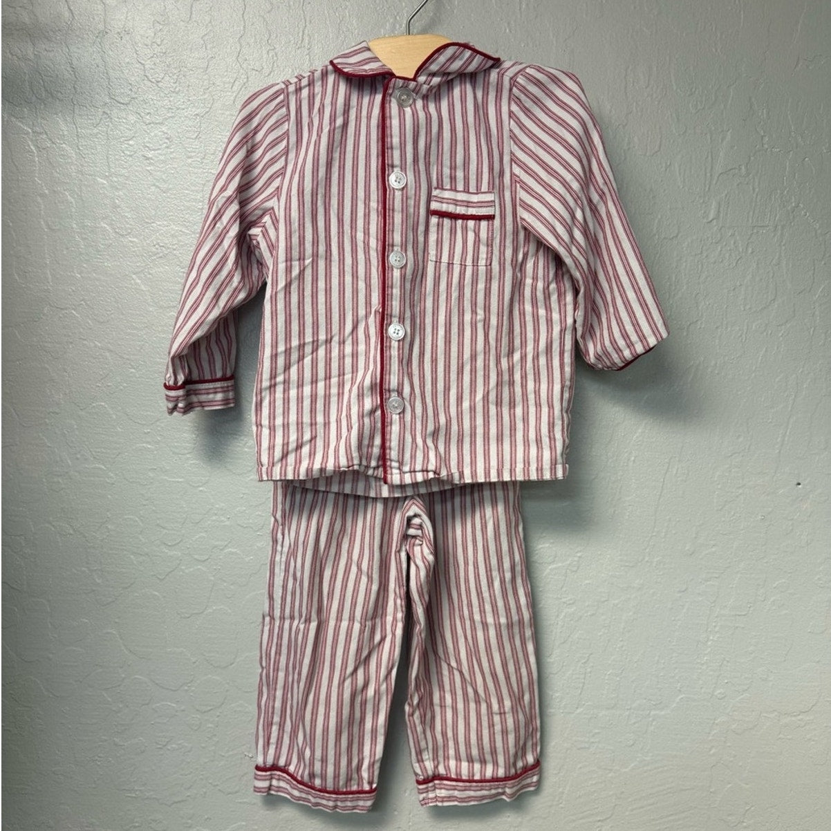 maisonette red stripe pajama set 3Y
